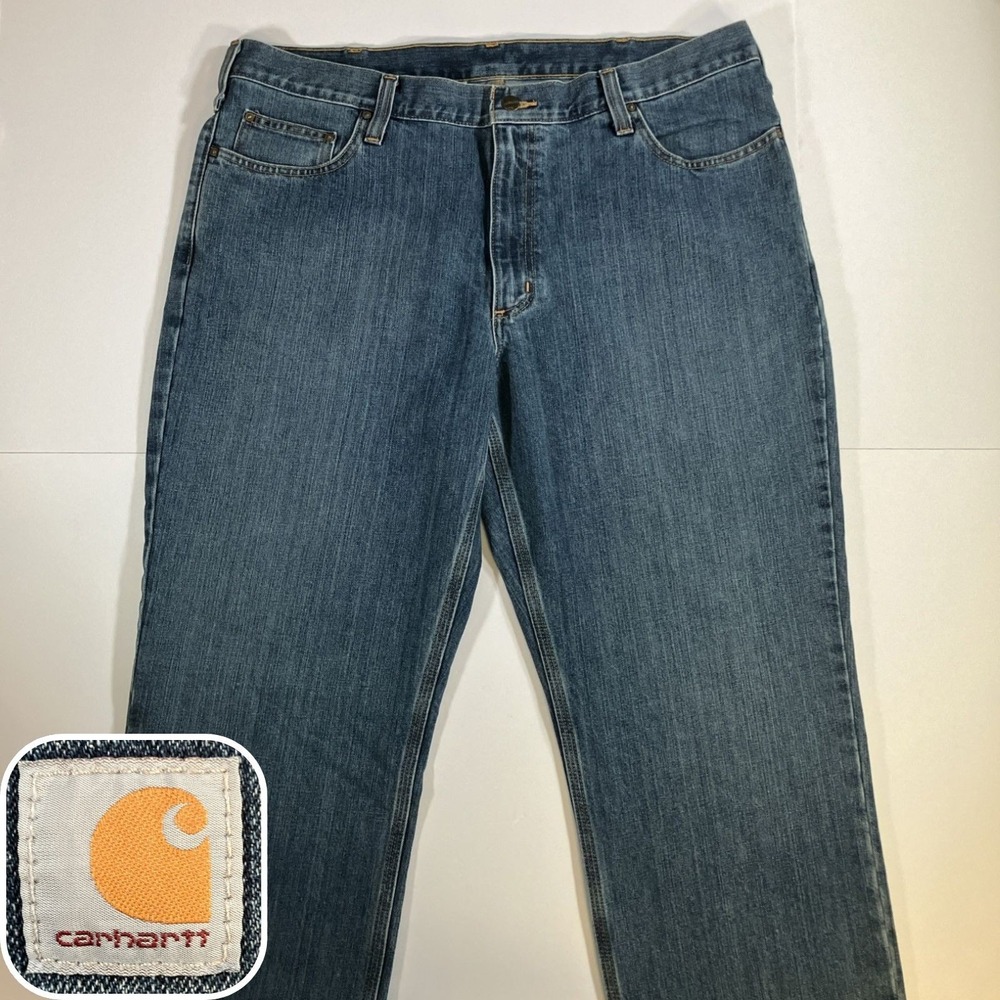 Carhartt BD1483-M Jeans Mens 40x30 Blue Relaxed Fit Straight Leg Workwear